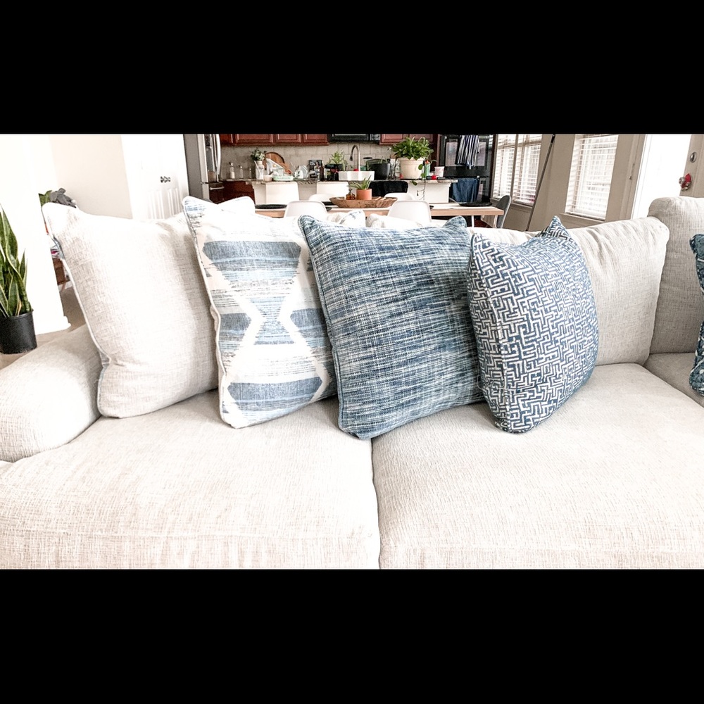 NEW Ivory & Blue Throw Pillows